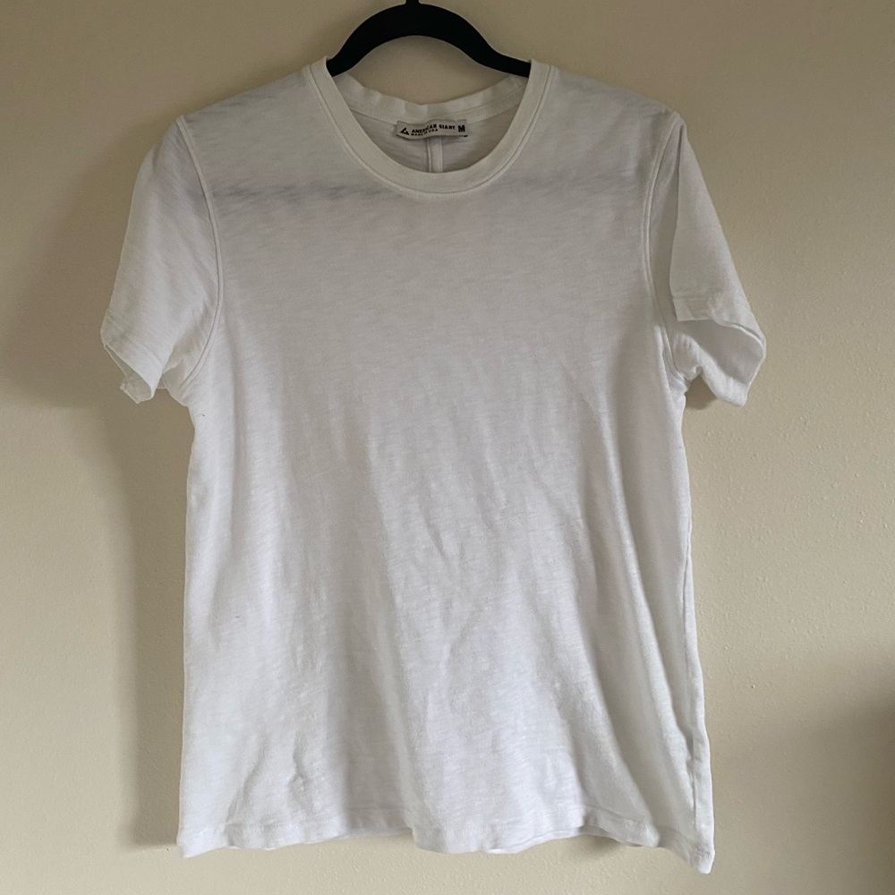 American Giant white crewneck T-shirt, size medium